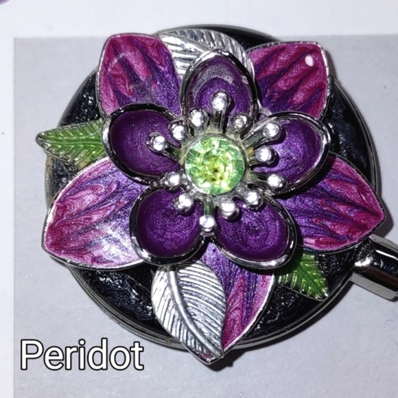 Purse Hook Handbag Holder Crystal Flower Design Choice of Center Stone - Picture 13 of 16